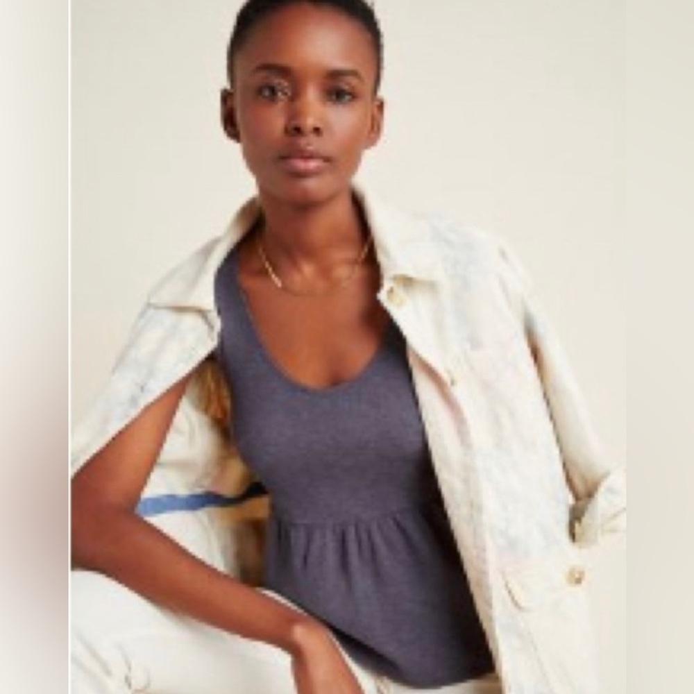 NWOT Anthropologie T.La Ribbed Tank Top, Size M, Blue